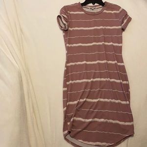 Mauve and white striped t-shirt dress!